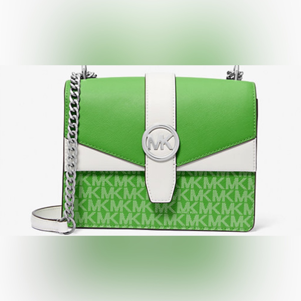 Greenwich Small Color-Block Signature Logo Crossbody Bag💚